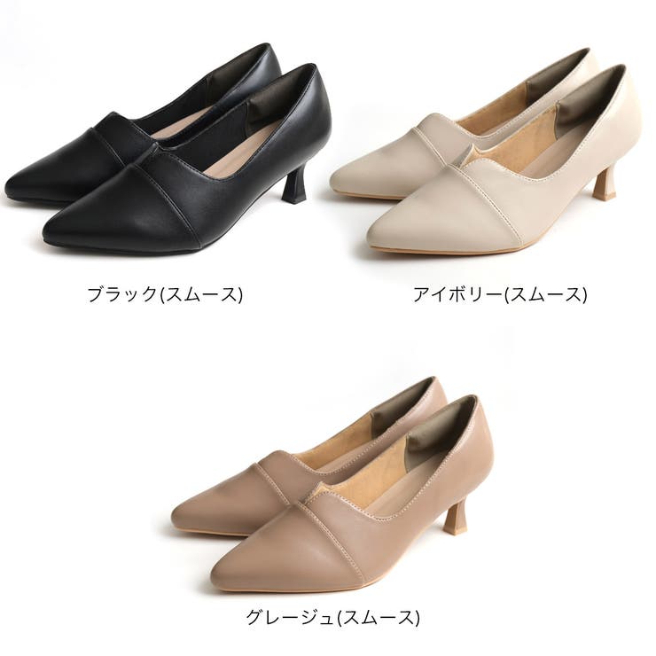 Vカット 6センチヒール パンプス レディース[品番：BNZS1684132
