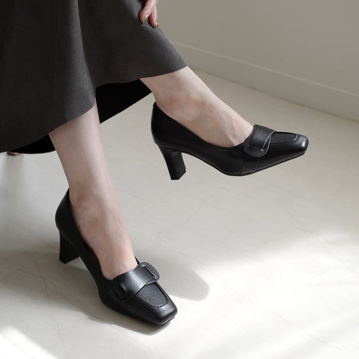 スクエアトゥ プレートヒール パンプス レディース | AmiAmi | 詳細画像11 