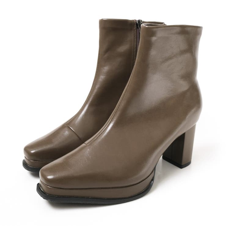 8センチヒール スクエアトゥ ブーツ レディース[品番