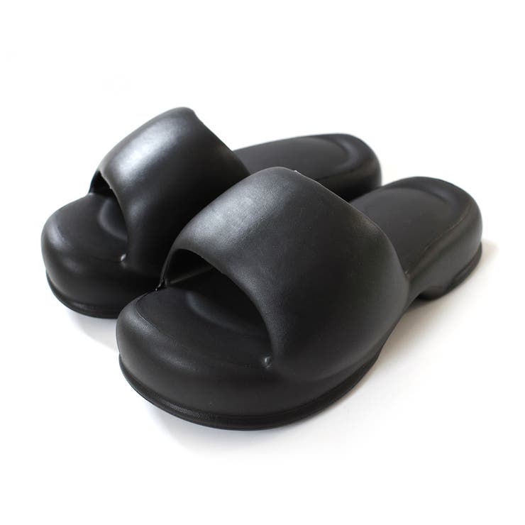 ブラック | 厚底 コンフォート サンダル レディース | AmiAmi