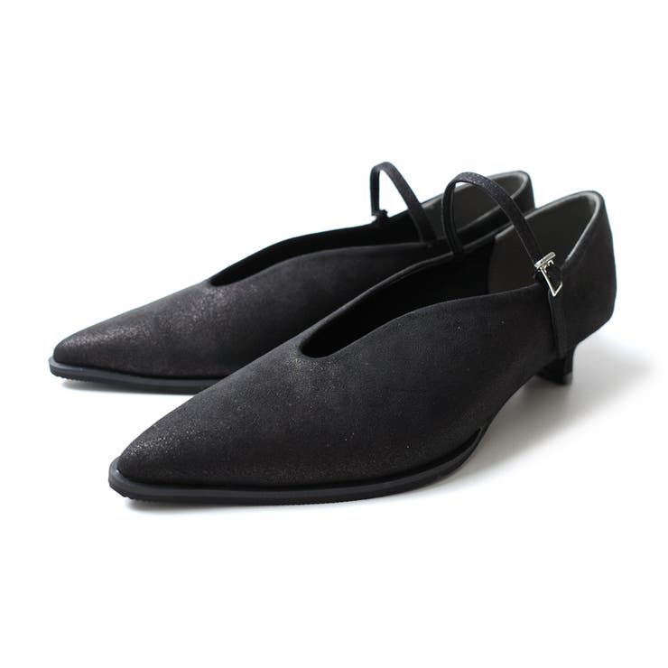 美品〉VAGABOND【25】スクエアトゥ フラット ストラップ ミュール 黒