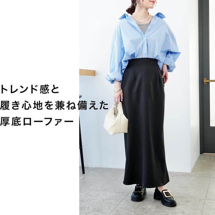 厚底 トラックソール ローファー レディース[品番：BNZS1684239