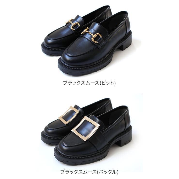 厚底 トラックソール ローファー レディース[品番：BNZS1684239