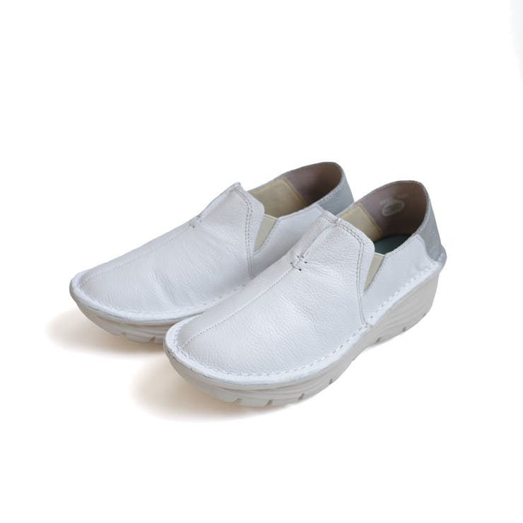 ホワイト×シルバー | 本革 ウォーキングシューズ レディース | AmiAmi