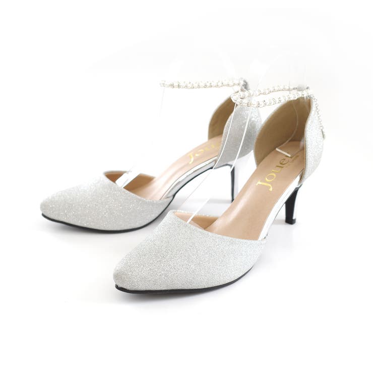 シルバー(ラメ) | ラメ ストラップ ハイヒール パンプス レディース | AmiAmi