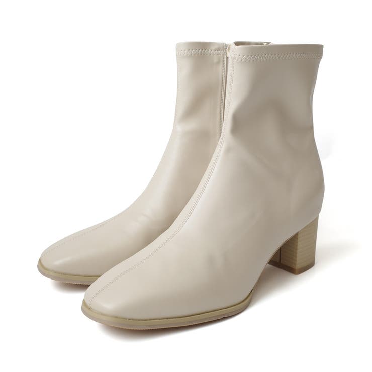 アイボリー(スムース) | ストレッチ ショートブーツ レディース | AmiAmi