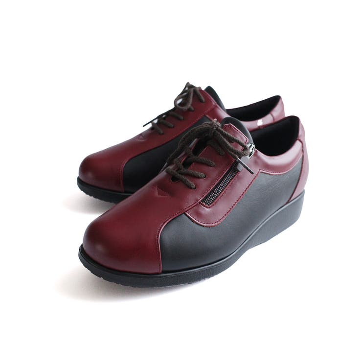 ワイン×ブラック | 本革 コンフォートシューズ レディース | AmiAmi