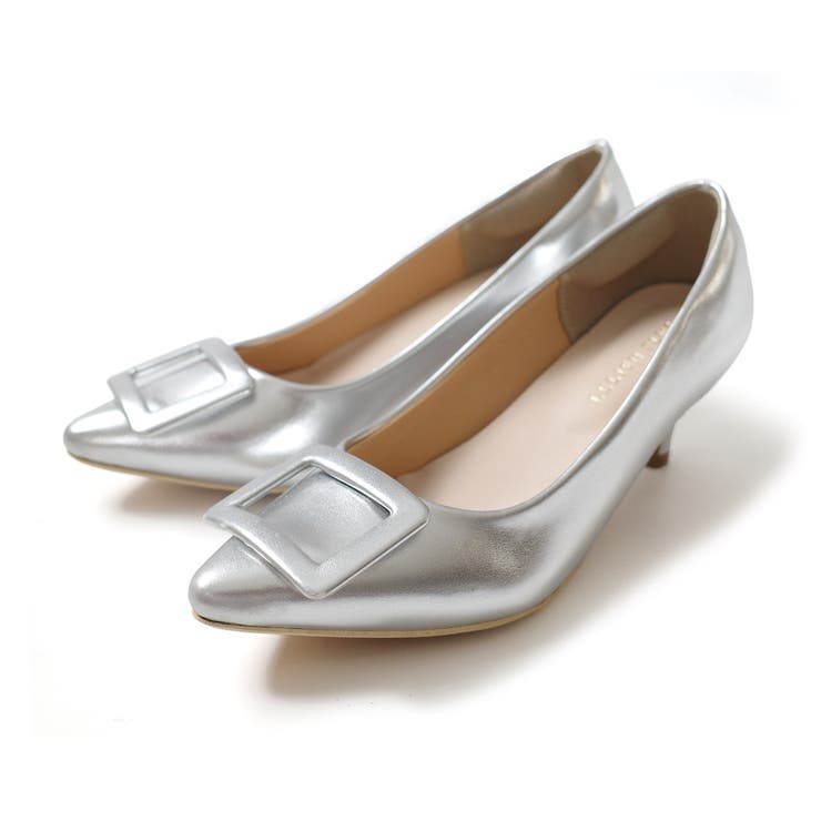 シルバー(スムース) | 走れる バックル パンプス レディース | AmiAmi