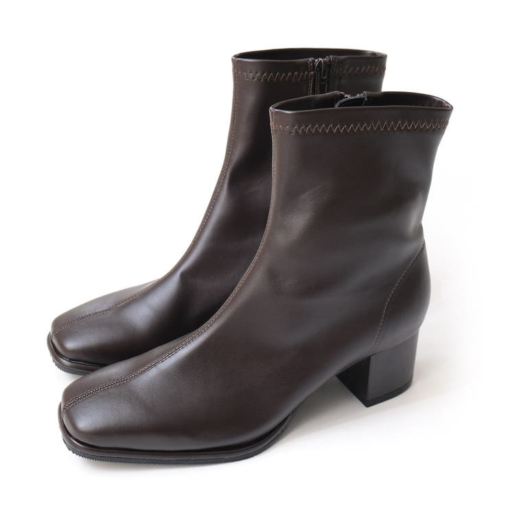 ダークブラウン(スムース) | ストレッチ ショートブーツ レディース | AmiAmi