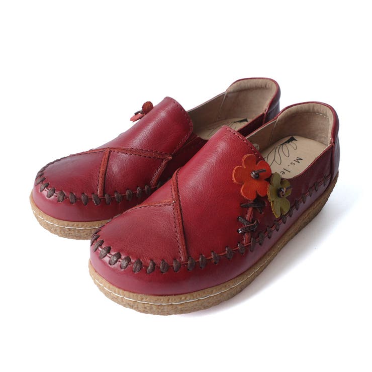 ワイン | 日本製 本革 スリッポン レディース | AmiAmi