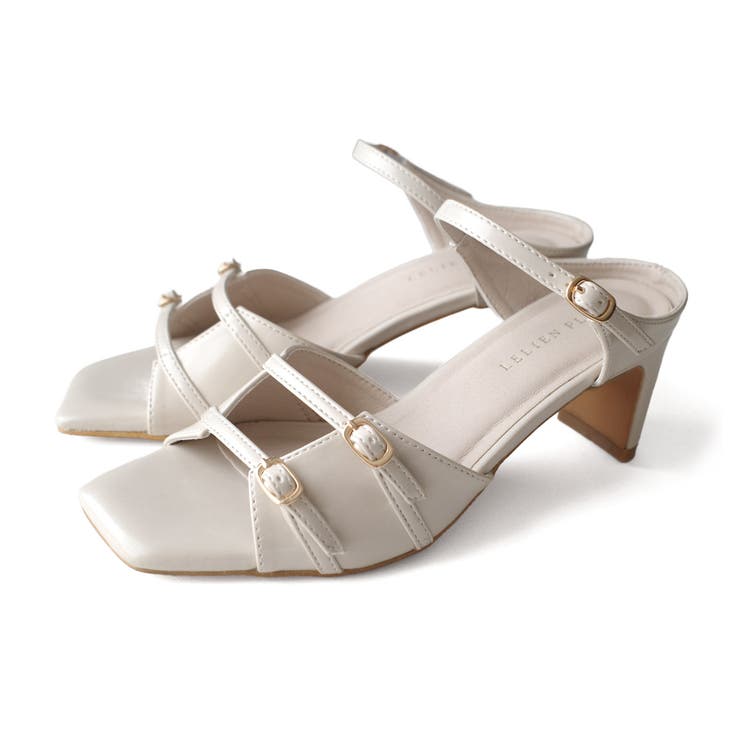 グロスエクリュ(スムース) | ダブルストラップ ミュール レディース | AmiAmi