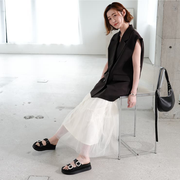 厚底 ダブルベルト サンダル レディース[品番:BNZS1684463 厚底 ダブルベルト サンダル レディース[品番:BNZS1684463