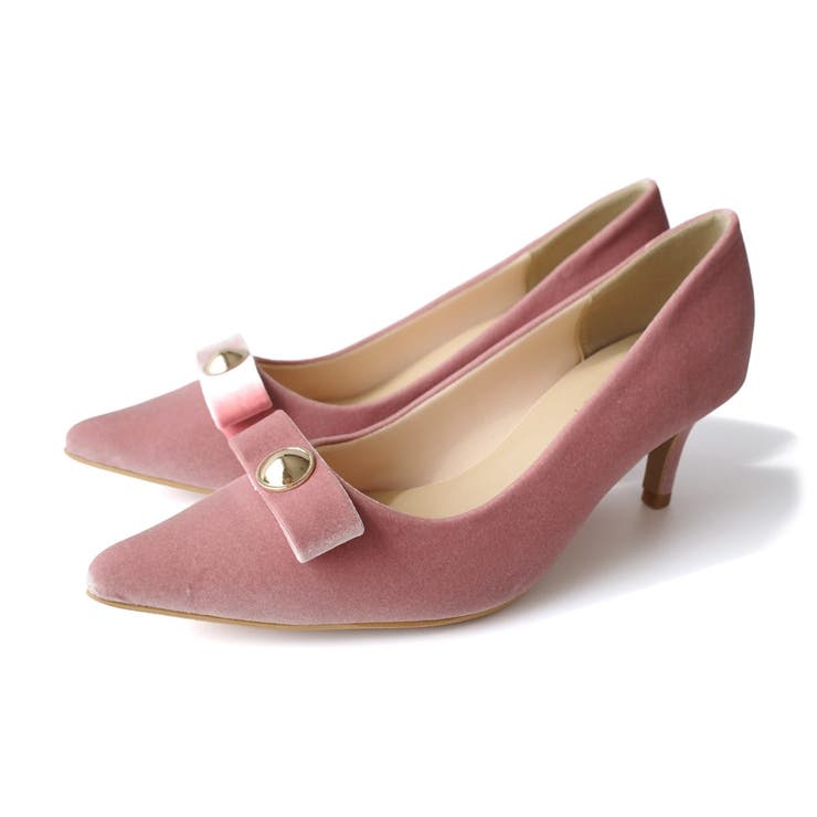 ピンク(ベルベット) | リボン パンプス レディース | AmiAmi