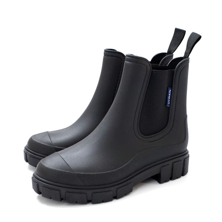 ブラック(ショート) | リブ レインブーツ レディース | AmiAmi