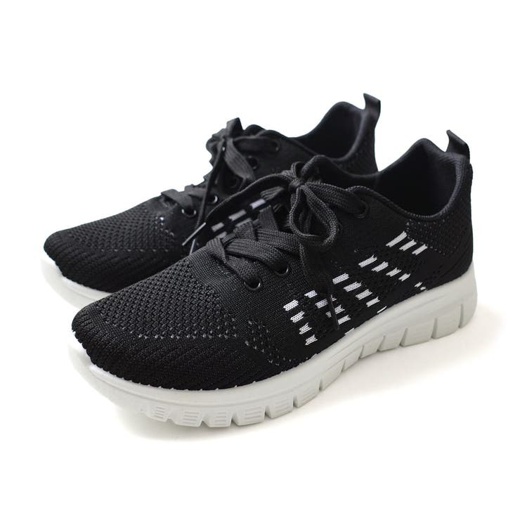 ブラック | 軽量 レースアップ スニーカー レディース | AmiAmi