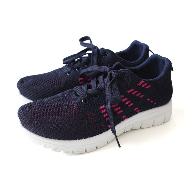 ネイビー | 軽量 レースアップ スニーカー レディース | AmiAmi