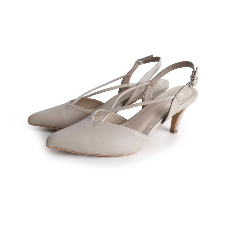 グレージュ(スムース) | クロスストラップ パンプス レディース | AmiAmi