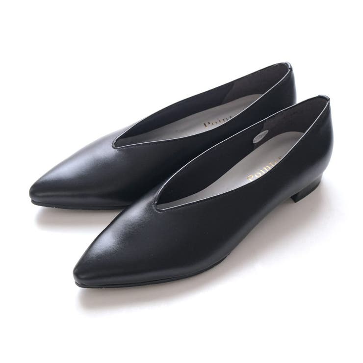 ブラック | 本皮 Vカット パンプス レディース | AmiAmi