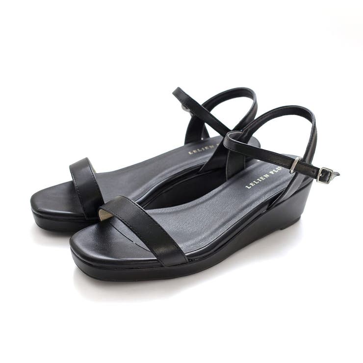 ブラック(スムース) | ウェッジソール ストラップ パンプス レディース | AmiAmi