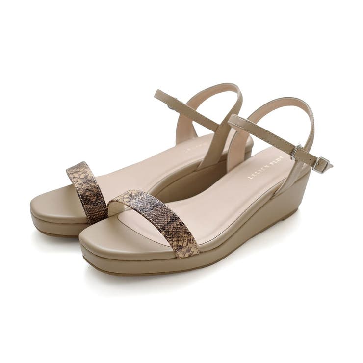 パイソン×ベージュ | ウェッジソール ストラップ パンプス レディース | AmiAmi