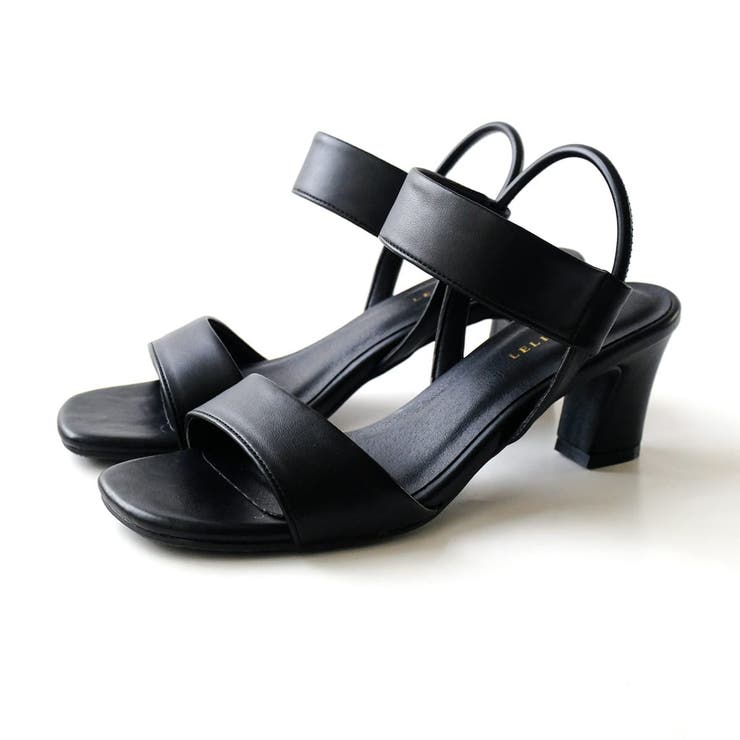 ブラック(スムース) | ゴム ストラップ サンダル レディース | AmiAmi