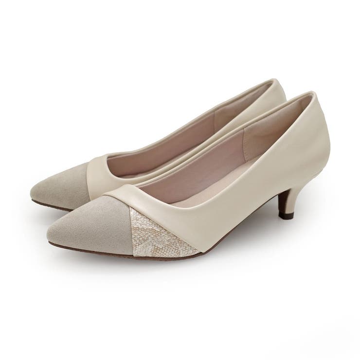 ライトグレー(スエード)×IV(PU) | バイカラー パンプス レディース | AmiAmi