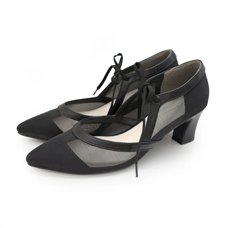 ブラック(チュール) | リボン パンプス レディース | AmiAmi