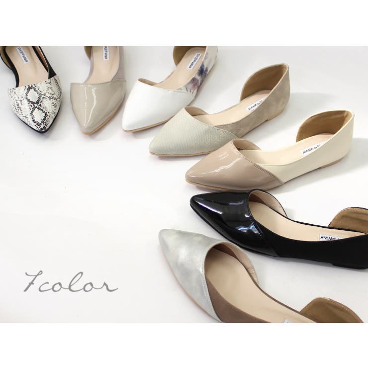 異素材MIXサイドオープン フラットパンプスぺたんこ サイドカット | AmiAmi | 詳細画像6 