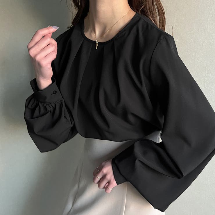 ブラック | フロントタックブラウス | JUNOAH