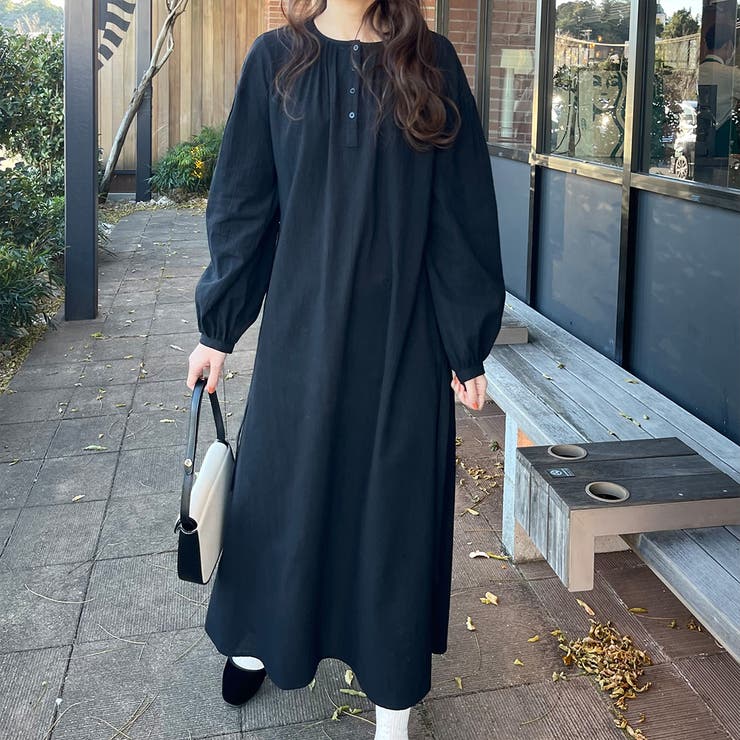 ピンタックヘンリーネックワンピース[品番：AMTW0005274]｜LAUIR