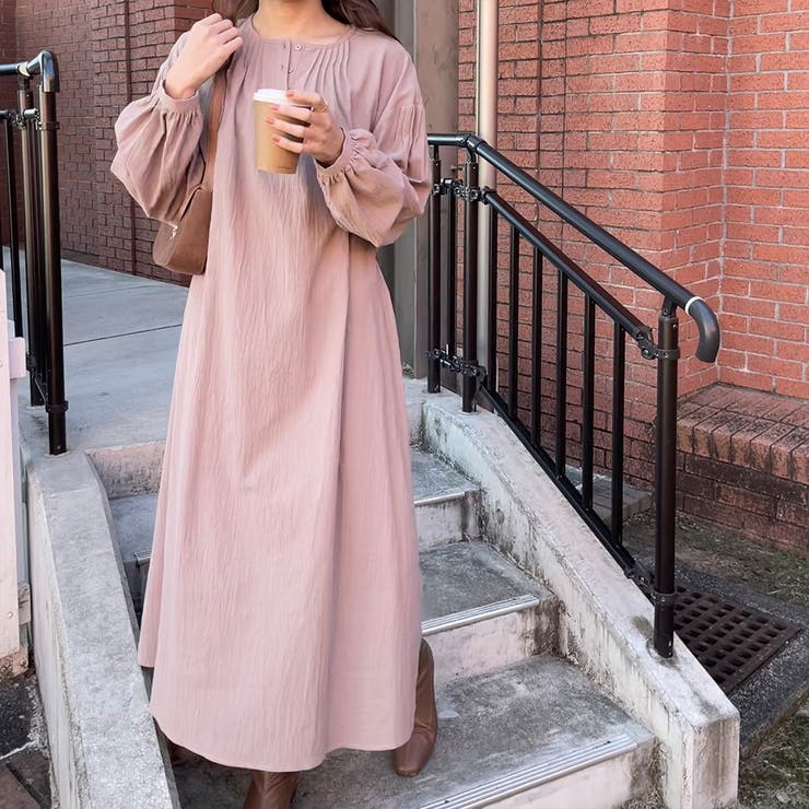 SEA ピンク 長袖ヘンリーネック ◇フェードピグメントヘンリーネックロンT◇ロンT メンズ Tシャツ