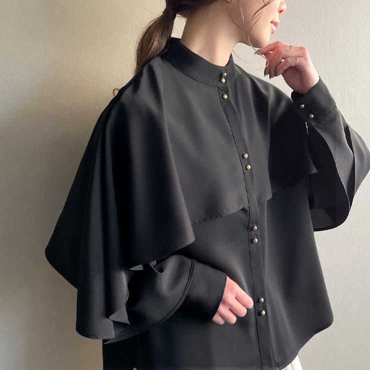 ラッフルスリーブダブル釦シャツ[品番：AMTW0005346]｜JUNOAH