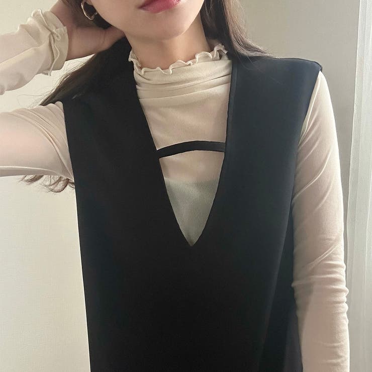 人気 ブランド 服をチェック - 最新トレンドファッション Vネックノースリーブワンピース[品番：AMTW0005154]｜LAUIR Mサイズ
