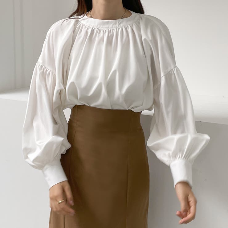 Louere スタンドカラーギャザーブラウス | Louere | 詳細画像4 