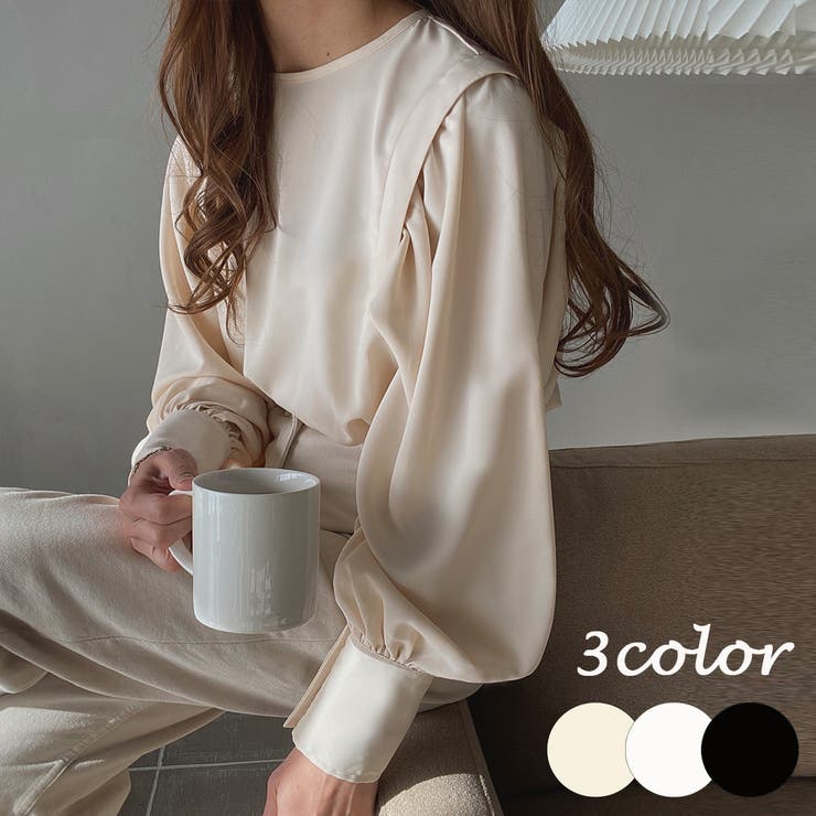 FILLOU ショルダーデザインバルーンスリーブブラウス[品番