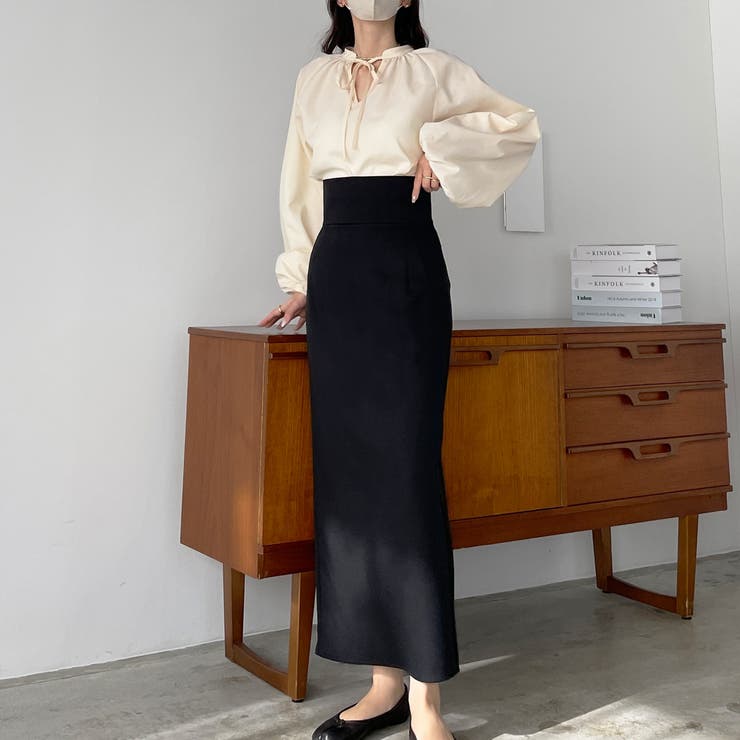 新入荷 Louere ワイドハイウエストペンシルスカート[品番：AMTW0005326 スカート