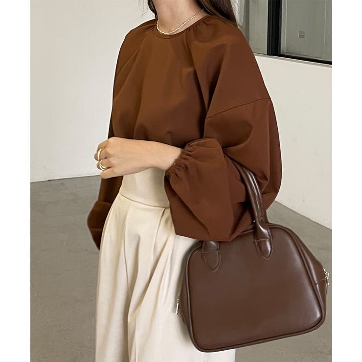 ブラウン | Louere ギャザーボリュームスリーブブラウス | Louere