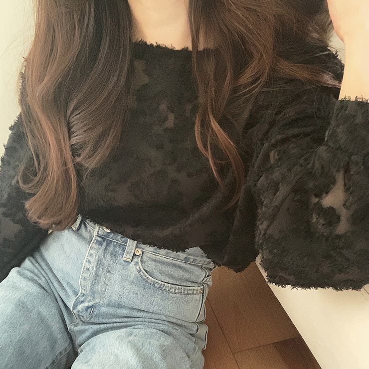 OHGA オオガ フラワージャガードブラウス ブラック OHGA FLOWER BLOUSE ブラック ジャガード ブラウス