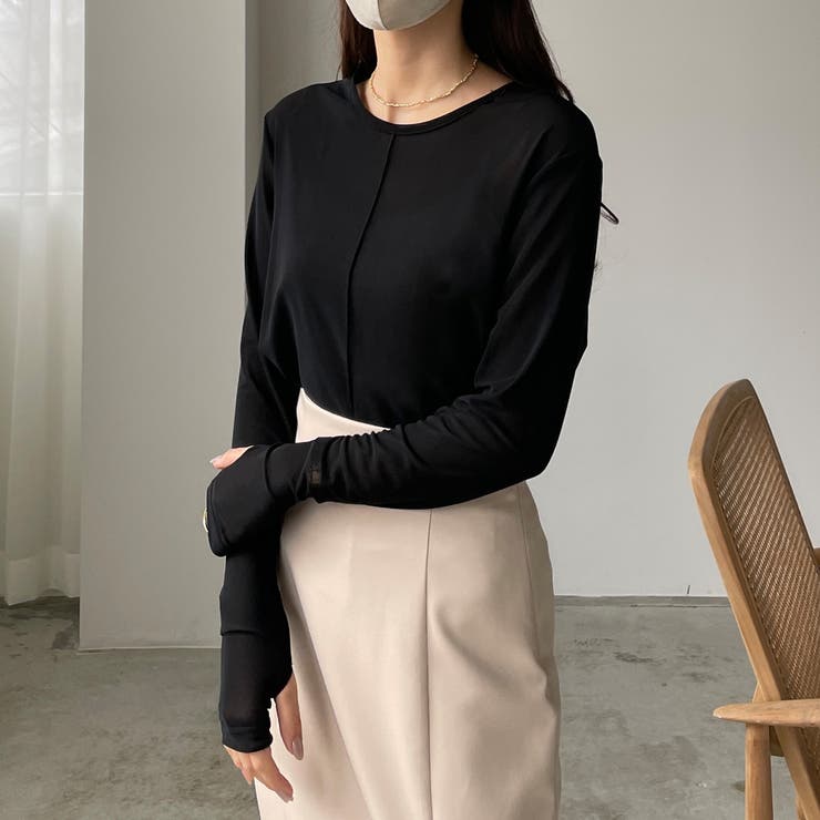 【美品】 23区 長袖トップス シアー 38 ブラック 無地 接触冷感/速乾】シアータンブラー シャツ / 23区 | ファッション通販