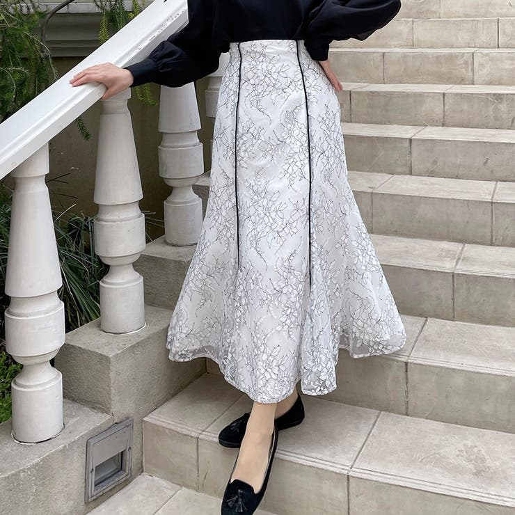 レースパイピングマーメイドスカート | JUNOAH | 詳細画像8 