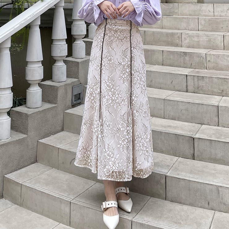 レースパイピングマーメイドスカート | JUNOAH | 詳細画像3 