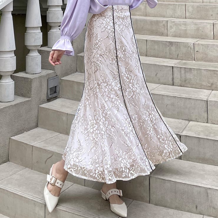 レースパイピングマーメイドスカート | JUNOAH | 詳細画像5 