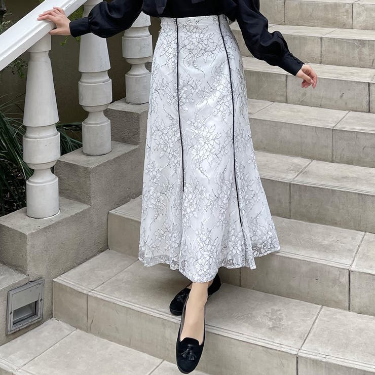 レースパイピングマーメイドスカート | JUNOAH | 詳細画像6 