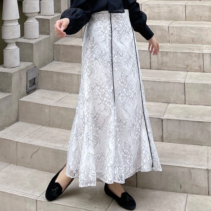 レースパイピングマーメイドスカート | JUNOAH | 詳細画像7 