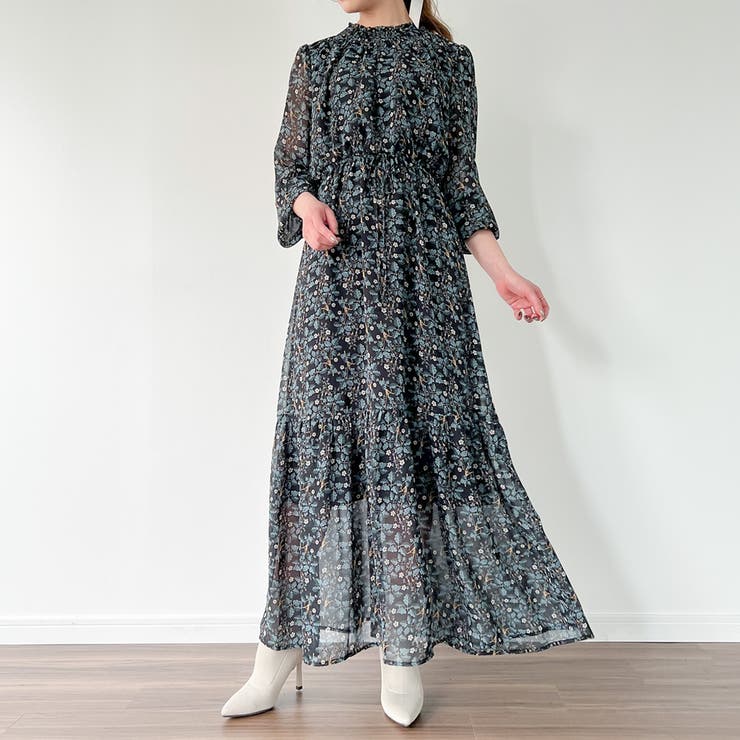 LIBERTY【AMACA】長袖花柄ワンピース　ウエストロープ付き　38 Amazon.co.jp: [YAZHUE] ロングワンピース レディース 花