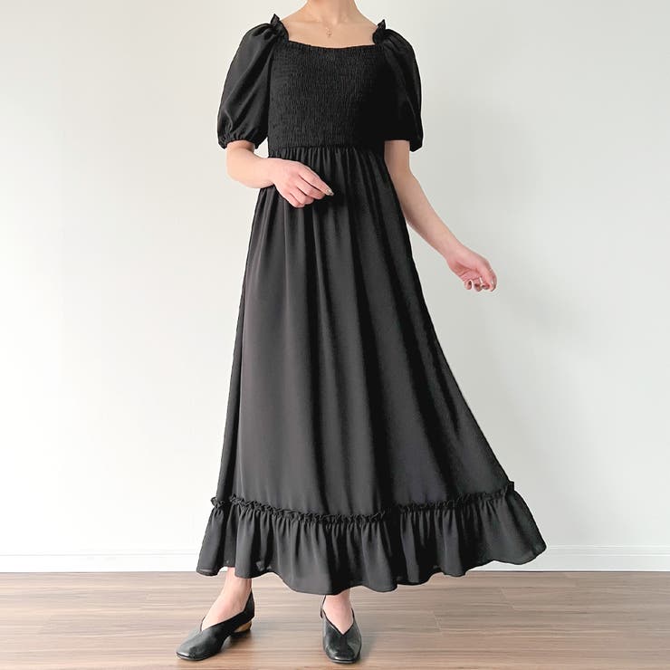 裾フリルバックリボンワンピース[品番：AMTW0003694]｜JUNOAH