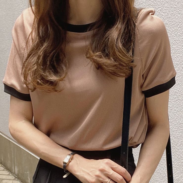 イエロー】バイカラー半袖トップス[品番：AMTW0004121]｜LAUIR
