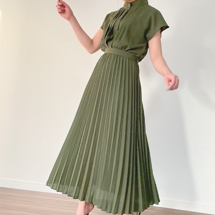 フレンチスリーブプリーツワンピース[品番：AMTW0002036]｜JUNOAH