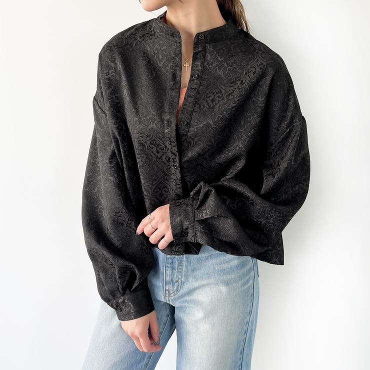 スタンドカラージャガードショートシャツ[品番：AMTW0004711