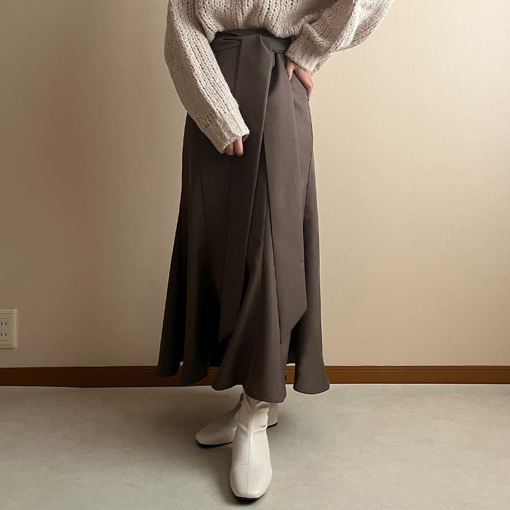 ハイウエストリボン付きマーメイドスカート[品番：AMTW0004473